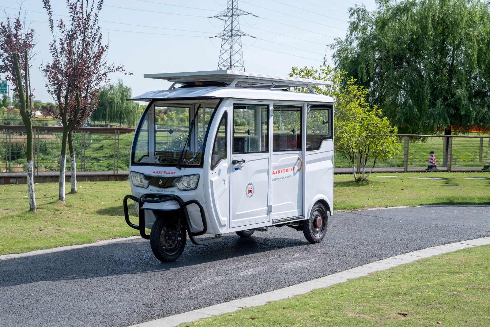 Afritrike battery operated tricycle in a workshop